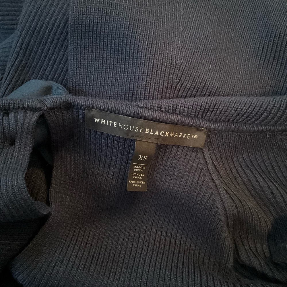 WHBM Off-Shoulder Sweater Navy Bow White House Black Market Big Bow Sexy Date - Picture 4 of 9